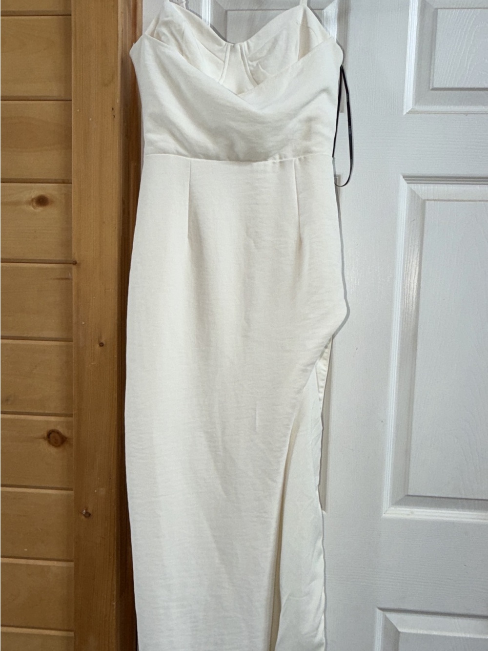 Forever 21 White Strapless Maxi Dress with Side Slit